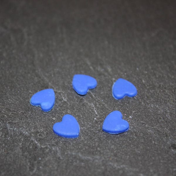 lot 5 coeurs miniatures bleu en pâte polymère