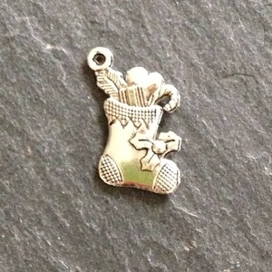 20x16 mm silver metal Christmas sock pendant charm image 4