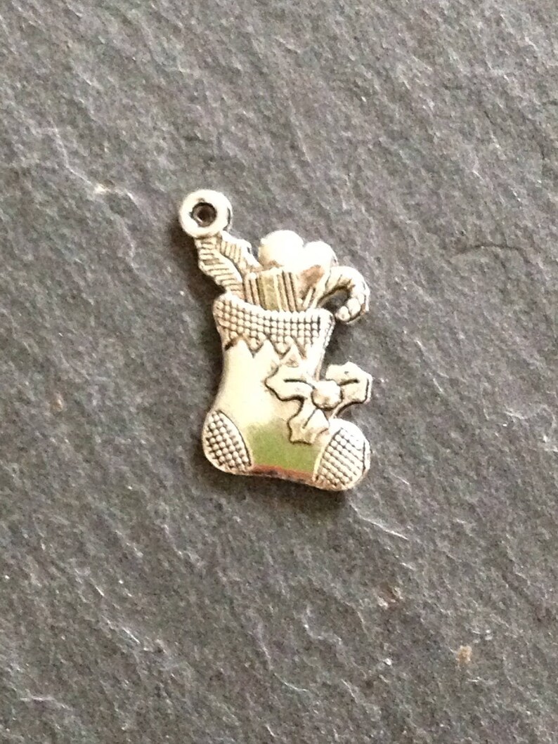 20x16 mm silver metal Christmas sock pendant charm image 4