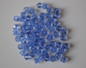 Lot 10 perles toupie bicône en cristal bleu clair diamètre 4 mm