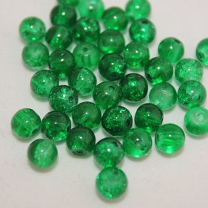 Lot de 50 perles boules en verre craquelé diamètre 6 mm couleur vert B04923 image 2