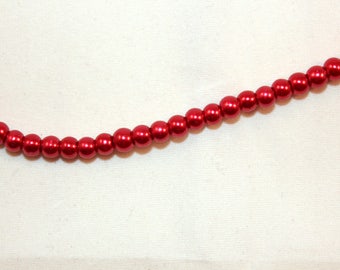 lot 50 round glass beads imitation dark red mother-of-pearl diameter 4 mm (B22492)