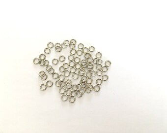 Lot 100 anneaux brisés métal argenté diamètre 6mm