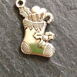 20x16 mm silver metal Christmas sock pendant charm image 2