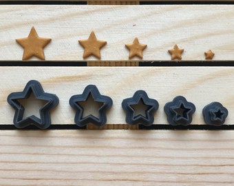 Lot de 5 mini cutters pour argile polymère, mini étoiles set #A