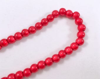 Lot of 10 miracle beads, red color diameter 6 mm