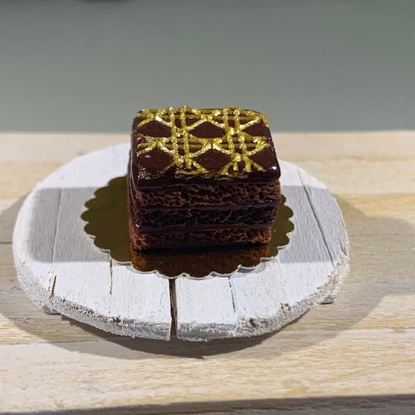 Gâteau napolitain signature au chocolat miniature grand modèle en fimo