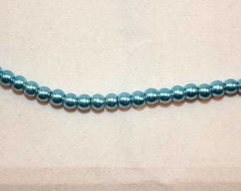 lot 50 perles rondes en verre imitation nacre bleu diamètre 4 mm (B21222)
