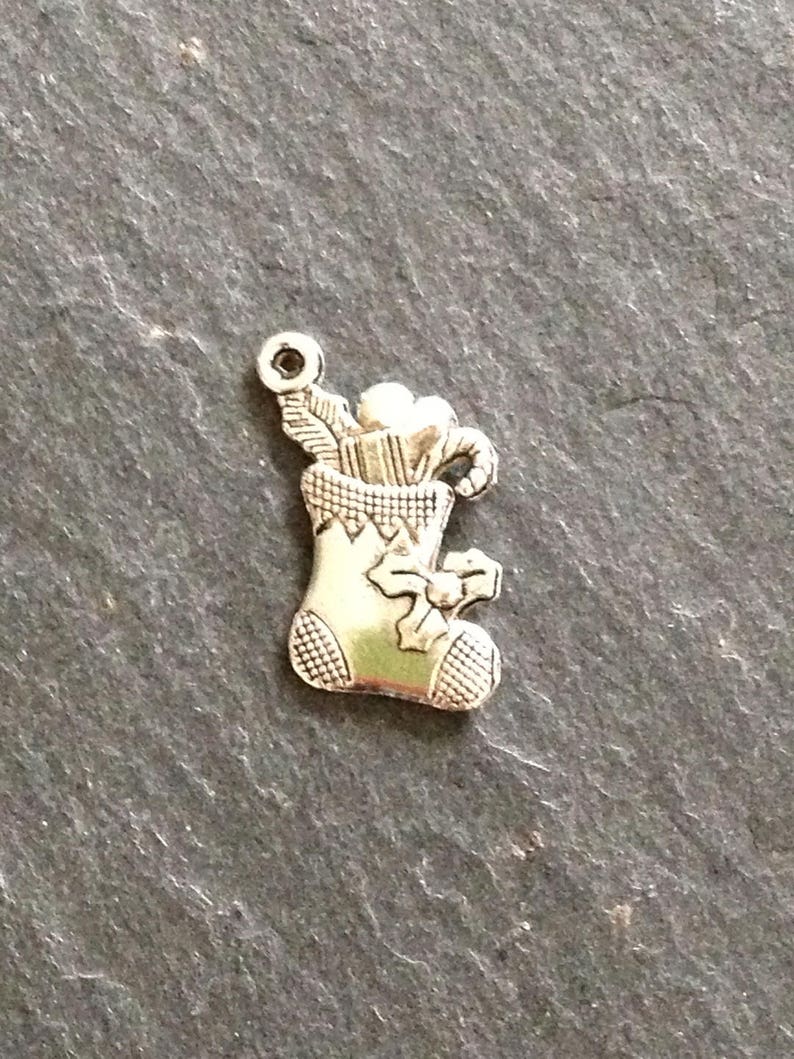 20x16 mm silver metal Christmas sock pendant charm image 3