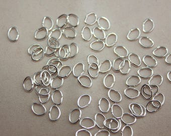 100 ovale offene Ringe aus Silbermetall 5,5x4 mm