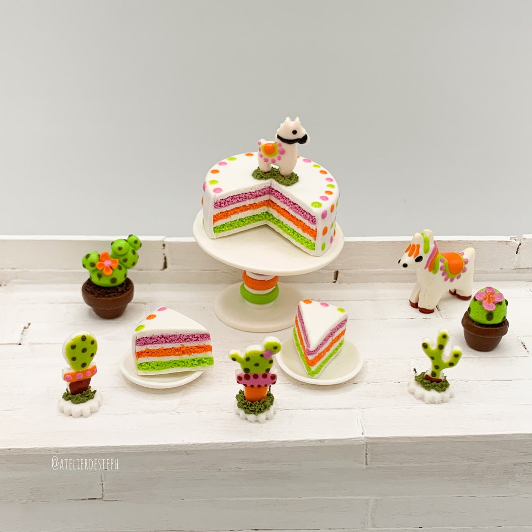 Layer Miniature Cake In Polymer Paste Cactus Theme Miniature Etsy