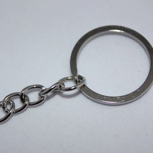 lot de 10 porte-clés à anneaux ronds et chainette d'accroche couleur métal argenté 51x24 mm image 4