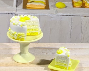 Layer cake miniature au citron en fimo, miniature 1:12ème