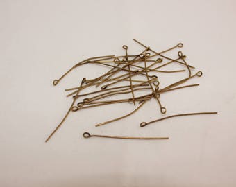 lot 100 bronze metal nail or eye rods length 40 mm