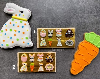 Bandeja de 8 galletas decoradas en miniatura tema de Pascua en pasta de polímero