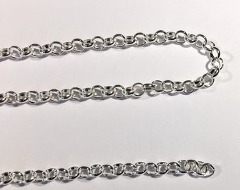 Chaine maille forçat ouvert 3,2x0,5 mm en métal argenté