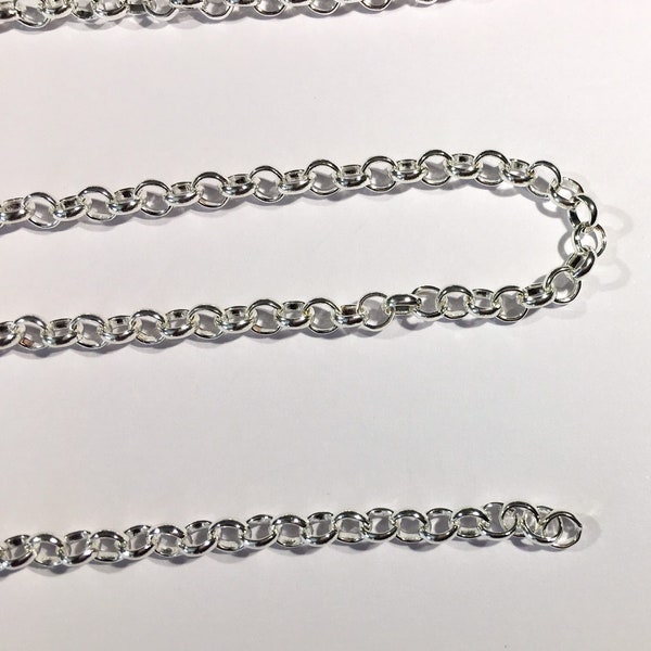 Chaine maille forçat ouvert 3,2x0,5 mm en métal argenté