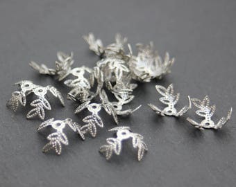 Lot 10 leaf cups 3 branches in chiseled silver metal