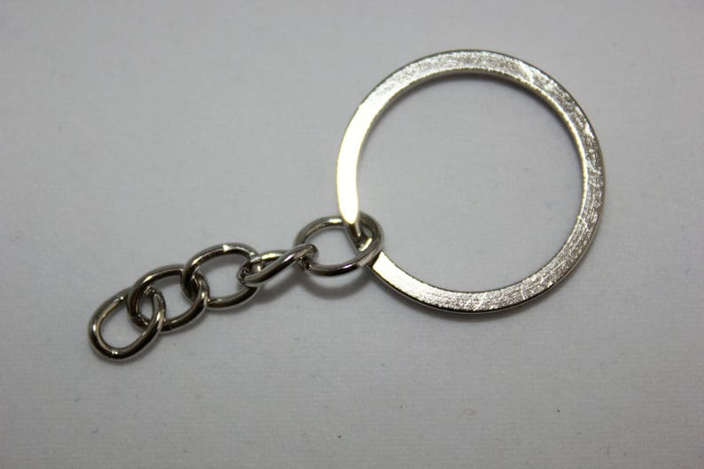 lot de 10 porte-clés à anneaux ronds et chainette d'accroche couleur métal argenté 51x24 mm image 3