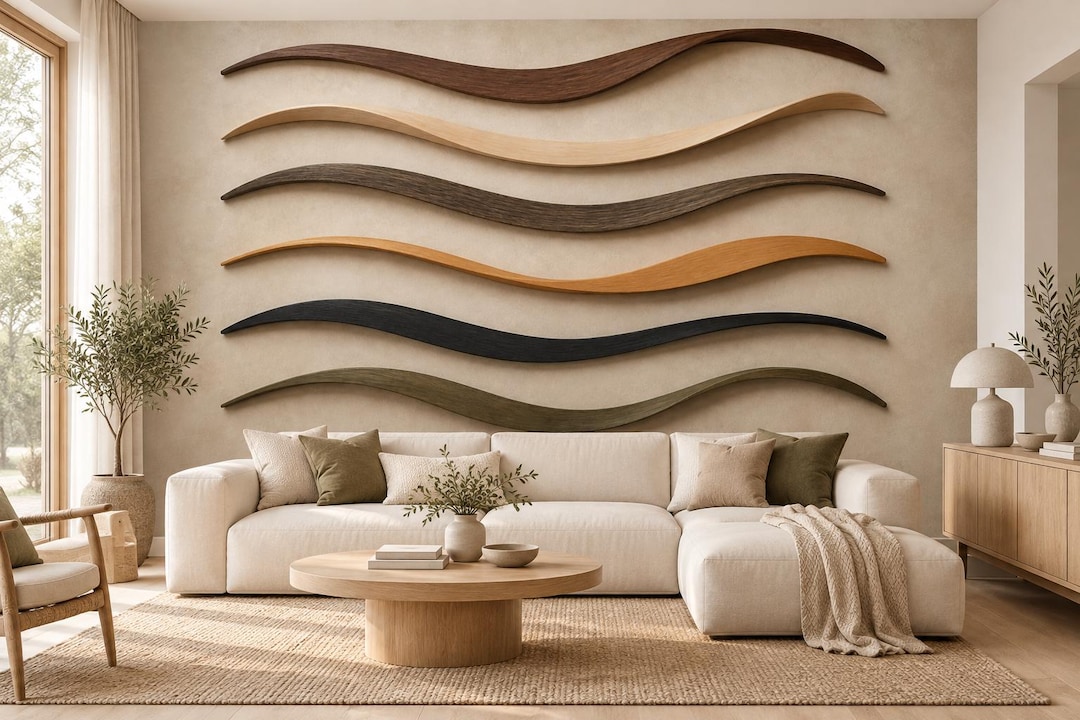 Layered Wood Look Waves on Cream Wallpaper Mural - Etsy