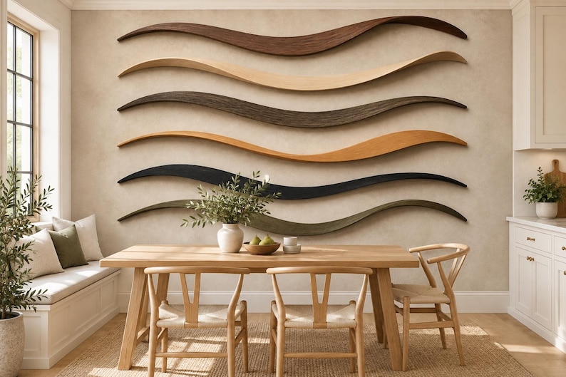 Layered Wood Look Waves on Cream Wallpaper Mural - Etsy