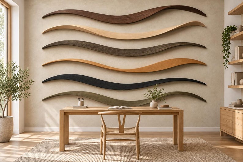 Layered Wood Look Waves on Cream Wallpaper Mural - Etsy