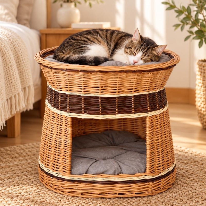 Handmade Wicker Cat Bed - Etsy