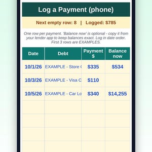 Planilha Calculadora de Bola de Neve de Dívidas, Avalanche de Dívidas, Calculadora de Quitação de Dívidas no Google Sheets e Excel, Rastreador de Pagamento de Cartão de Crédito, Data para se Tornar Livre de Dívidas imagem 6
