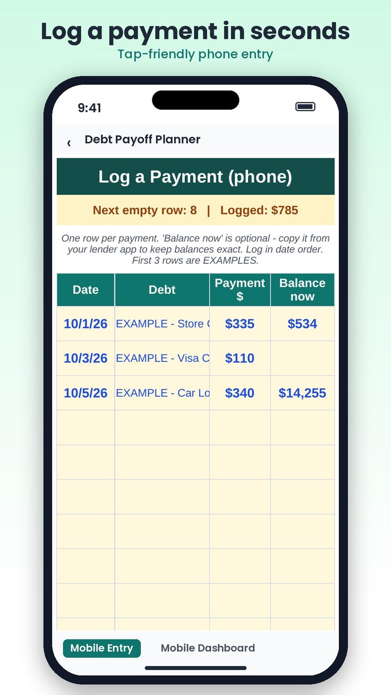 Planilha Calculadora de Bola de Neve de Dívidas, Avalanche de Dívidas, Calculadora de Quitação de Dívidas no Google Sheets e Excel, Rastreador de Pagamento de Cartão de Crédito, Data para se Tornar Livre de Dívidas imagem 6