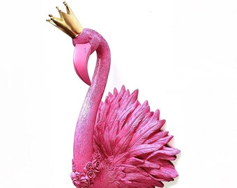 Flamingo Wall Mount, Gold Flamingo, Faux Taxidermy, Faux Flamingo Head, Flamingo Wall Decor, Flamingo Wall Art, Flamingo Home Decor,