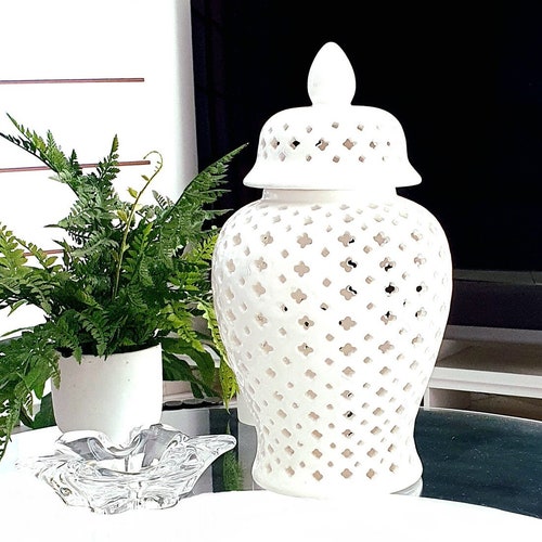 Ginger Jar Gift for Wedding Pierced Vase White Ginger Jar Etsy Australia
