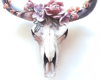 Flower Cow Skull, Bison Skull, Faux Animal Skull, Cow Skull, Buffalo Skull, Faux Taxidermy, Skulls, Animal Skulls, Wall Decor, Cow Skulls,