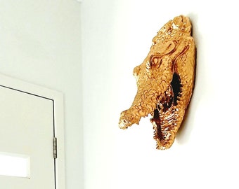 Alligator Wall Mount, Gator Head, Gator Fan Gift, Crocodile Head, Faux Taxidermy, Alligator for Wall, Man Cave Decor, Reptile Lover Gift,