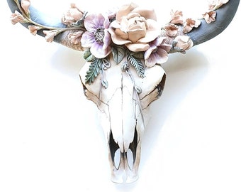 Flower Cow Skull, Bull Skull Wall Decor, Skull, Cow Skull, Nursery Wall Decor, Faux Taxidermy, Skull, Animal Skulls, Wall Decor, Cow Skulls,