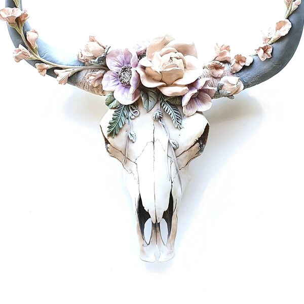 Flower Cow Skull, Bull Skull Wall Decor, Skull, Cow Skull, Nursery Wall Decor, Faux Taxidermy, Skull, Animal Skulls, Wall Decor, Cow Skulls,