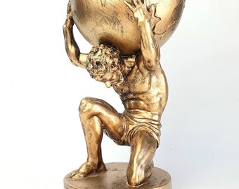 Atlas Statue, Atlas Figurine, Atlas Carrying the Globe, Gift for Him, Greek Atlas Figurine, Titan Greek Statue, Atlas with Globe, Dad Gift,