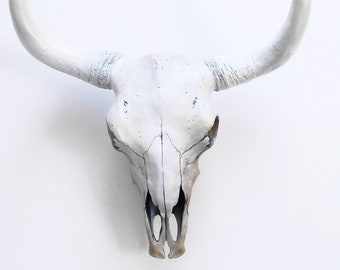 Resin Cow Skull, Cow Skull Wall Mount Decor, Faux Cow Skull, Southwest Home Decor, Cow Skull Decor, Painted Cow Skull, Artisan Cow Skull,