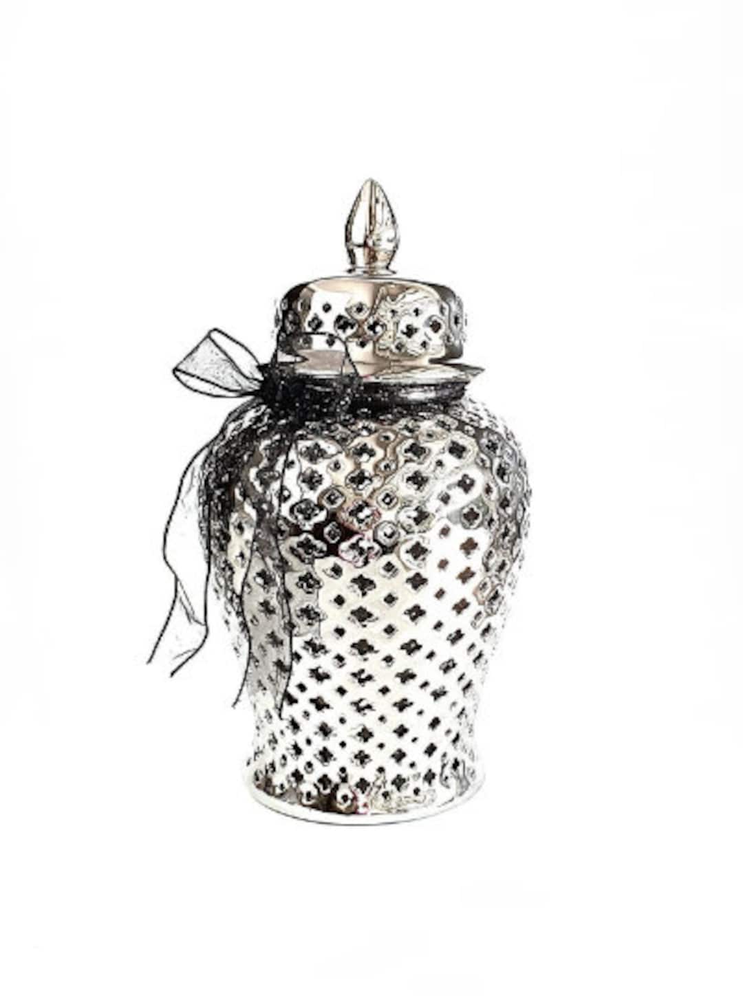 Ginger Jar, Chinoiserie, Silver Anniversary Gift, Silver Ginger Jar