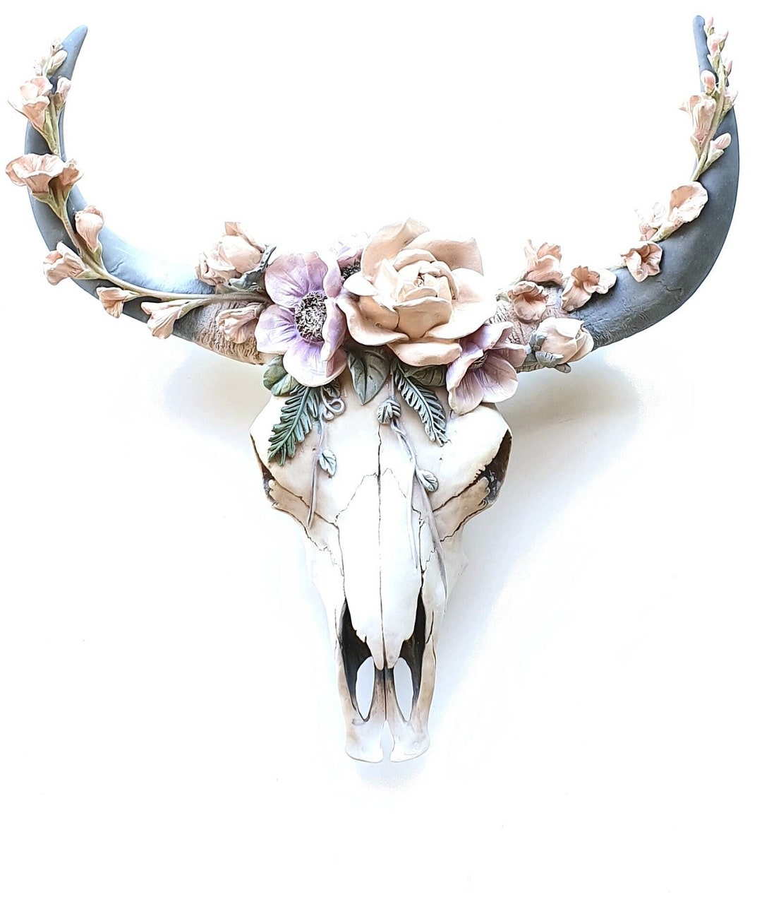 Flower Cow Skull, Bull Skull Wall Decor, Skull, Cow Skull, Nursery Wall Decor, Faux Taxidermy
