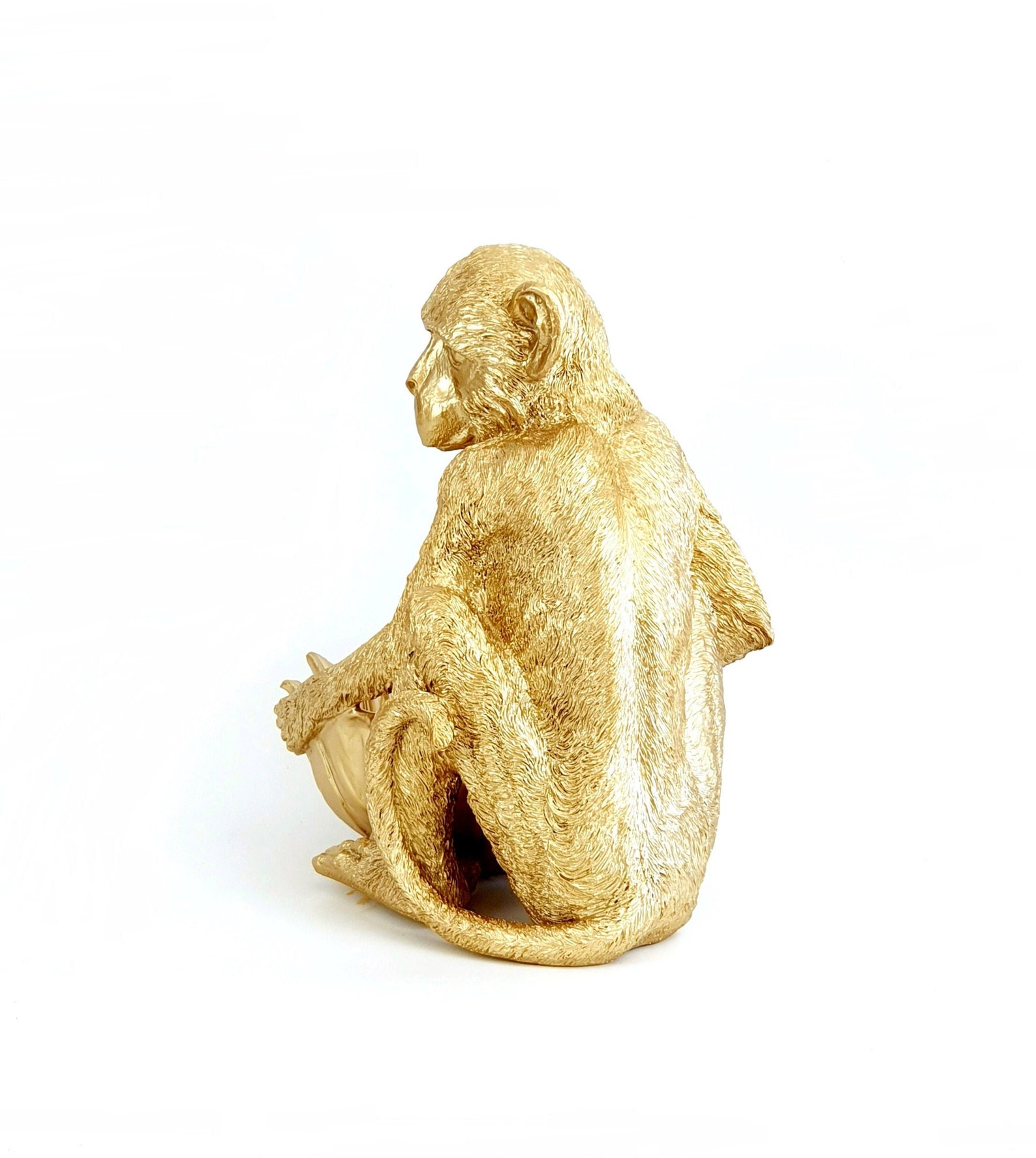Large Monkey Statue Quirky Decor Monkey Bowl Gold Monkey Etsy