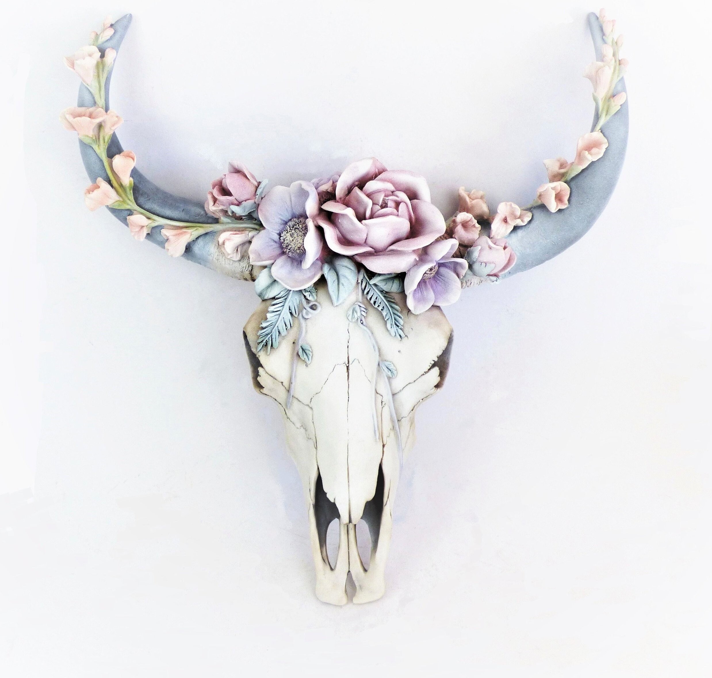 Flower Cow Skull Bison Skull Faux Animal Skull Cow Skull ...