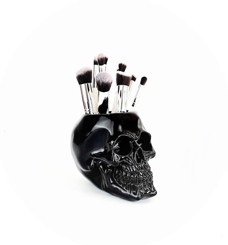 Skull Makeup Brush Holder Skull Brush Holder Makeup Etsy