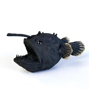 Angler Fish, Fish, Black Angler Fish, Deep Sea Fish, Black Fish, Sea Monster, Fish Monster, Ugly Fish, Fish Collectible, Gift for Fisherman,