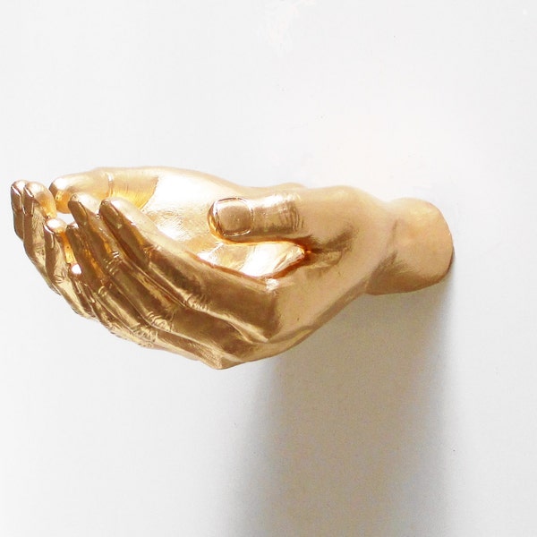 De la mano del gancho de la pared, decoración de la pared, mano, estante de la pared, manos de oro, pared manos, estatua de mano, mano decoración de la pared, manos, extravagante decoración, escultura de la mano,