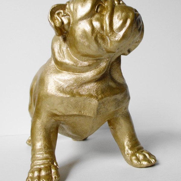 Bulldog, British Bulldog, Canine, Bulldog Ornament, English Bulldog, Gold Dog, Gold Bulldog, Hodi Home Decor, Bulldog Figurine,Dog Figurine