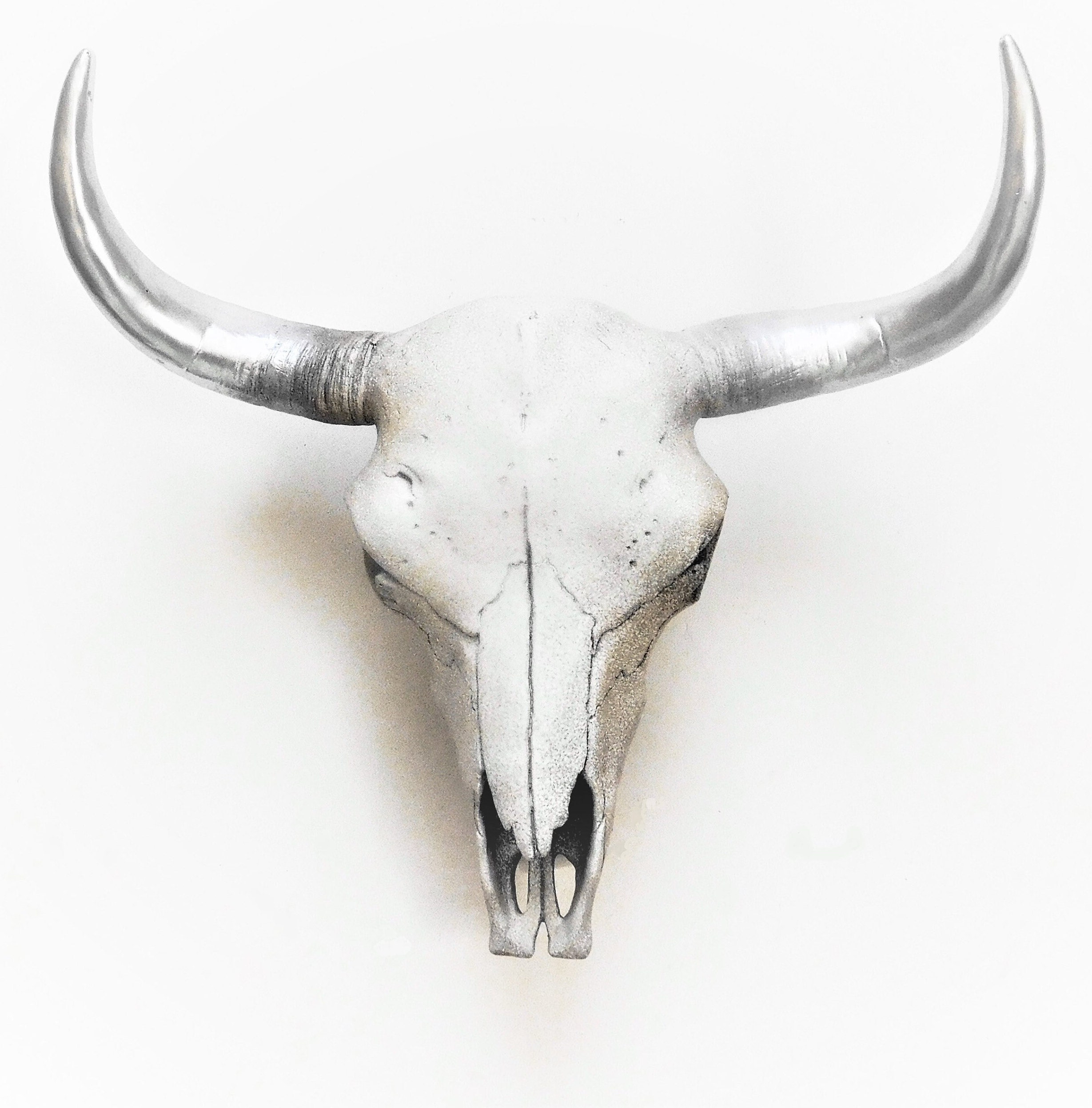 Bull Skull Resin Cow Skull Painted Cow Skull Southwest Etsy