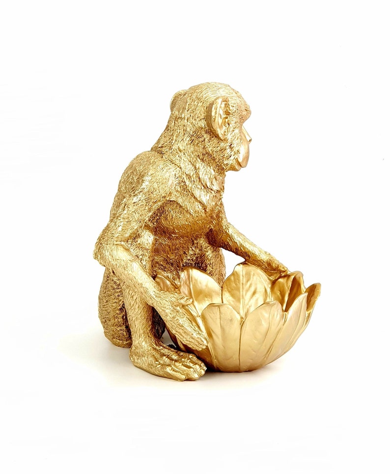 Large Monkey Statue Planter Monkey Bowl Gold Monkey Indoor Etsy Australia