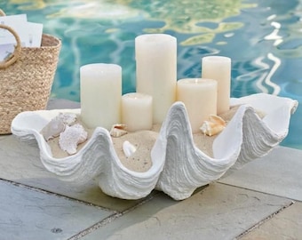 Beach Wedding Centerpiece, Giant Clam Shell, White Clam Shell, Wedding Centerpiece, Seashell Decor, Clam Shell, Beach Wedding Table Decor,