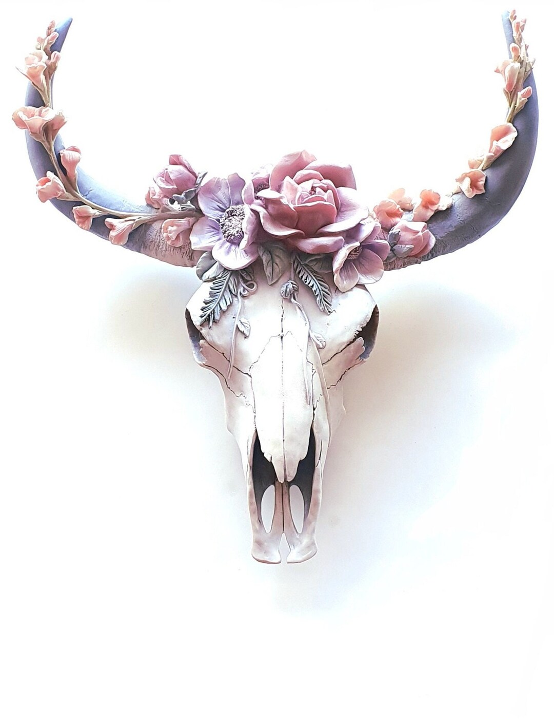 Flower Cow Skull, Bison Skull, Faux Animal Skull, Cow Skull, Buffalo