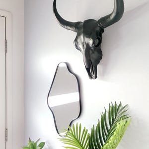 Resin Cow Skull Wall Art: Southwest Decor with Mahogany Details image 8
